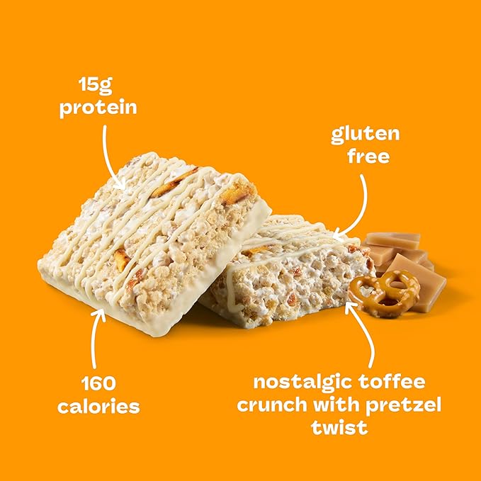 Think! High Protein Crispy Squares Toffee Pretzel Crunch Treat (10 Pack)