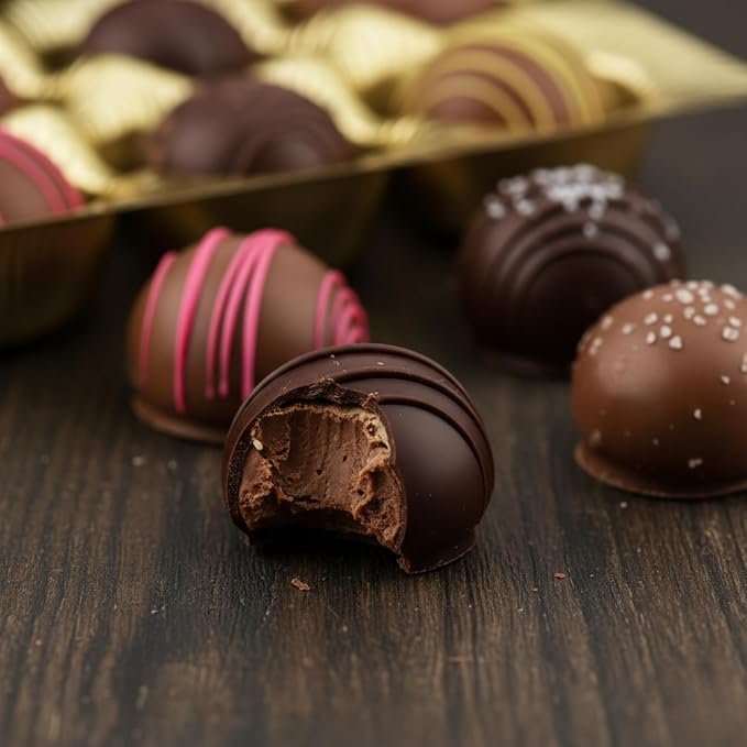 Happy Valentines Chocolates - 12 Assorted Milk & Dark Chocolate Truffles - Gourmet Chocolate Gift Box - Valentines Chocolate Gifts for Women & Men, 6 oz