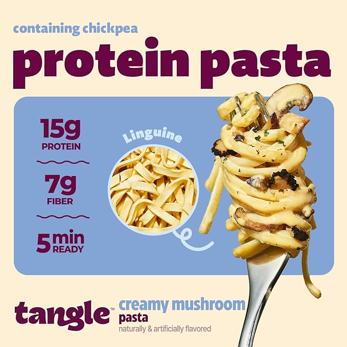 Samyang Tangle Creamy Mushroom Pasta Bowl | Linguine Pasta | Mukbang | 15g of Protein | 7g of Fiber | Chick Pea based | Easy Prep | Convenient | 6 Bowls
