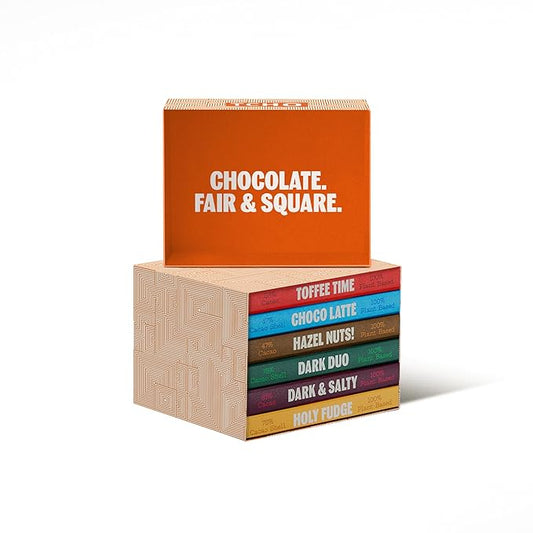 TCHO 6-Bar Dark & Milk Chocolate Variety Pack | Single Origin, Plant Based, Organic & Fair Trade | Non GMO, Non-Dairy, Vegan, Soy Free (2.5oz each) - Perfect Chocolate Gift Box for Any Occasion