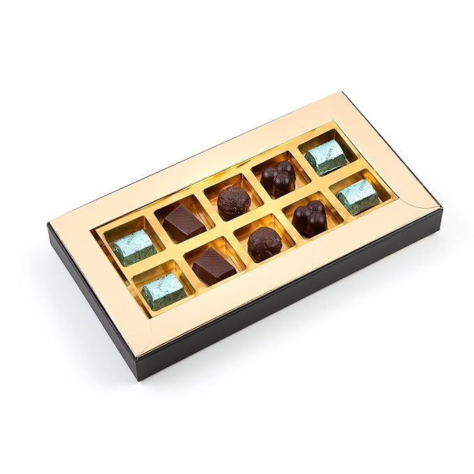 CARIANS Assorted Gourmet Chocolate Truffles Box, Luxury Candy Gift Basket with Dark, Milk & Hazelnut Truffles, Great For Gift Giving, Anniversary, Valentine's Day, 10 Pcs.