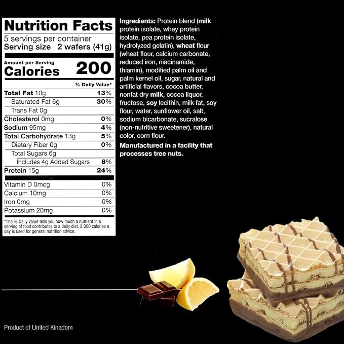 ProtiWise - High Protein Diet Wafer Bar | Lemon Wafers | Healthy Snack | Low Calorie, Low Fat, Low Sugar, Low Carb(2 boxes/10ct)