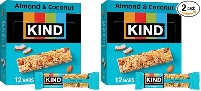 KIND Bars, Almond & Coconut, Healthy Snacks, Gluten Free, 12 Count (Pack of 2)