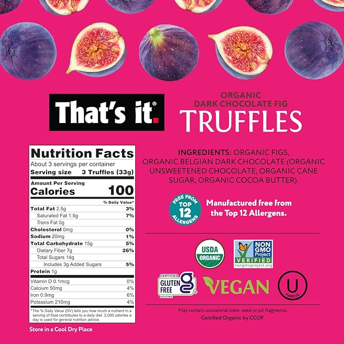 That's it. Organic Dark Chocolate Truffles Variety Pack. 100% Plant-Based, Vegan, Gluten-Free, All Natural (3 Pack)