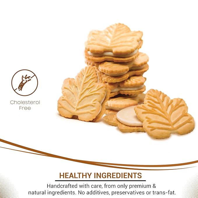 Turkey Hill Sugarbush 100% Pure Canadian Premium Maple Syrup Cream Filled Cookies - All-Natural Maple Leaf Shape Delicious Cookies, (2 Pack, Cream Cookies)