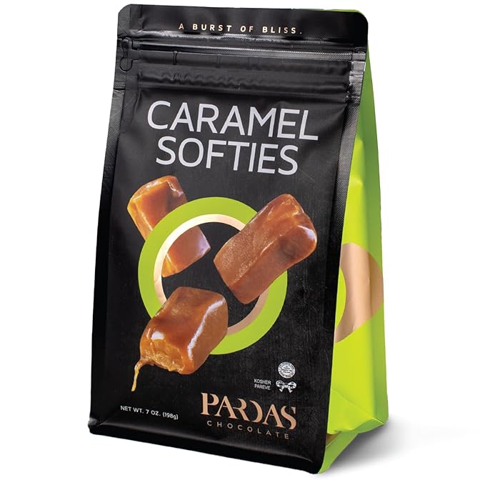 PARDAS Caramel Cream Candy, 7oz Pack of Caramels Individually Wrapped, Ideal Kosher Candy for Desserts, Parties, Lunchboxes and Holiday Celebrations, Perfect Soft Caramels for Snacking and Sharing