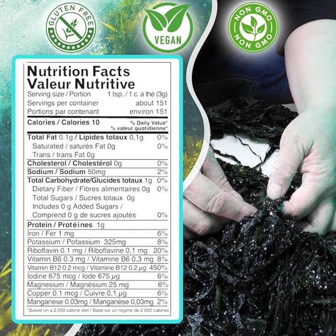 Ocean’s Balance Organic Dulse Powder - Maine Coast Seaweed - Atlantic Ocean Sea Vegetables, Perfect for Keto Diet, Paleo Diet, Vegetarian Lifestyle or Vegan Diet - Gluten Free(4 Ounce)