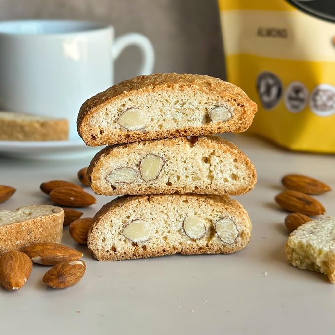 Tutti Gourmet Gluten Free Almond Biscotti, 9.9 oz (283g) Resealable Cookie Bag - Plant Based Vegan and Halal Snacks, Crunchy Italian Cookies for Coffee and Tea