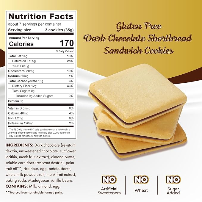 ChocZero Chocolate Cookies, Dark Chocolate Jolies – Gluten Free, Sugar Free, 20 Crispy Chocolate Filled Keto Cookies Per Box, 8 Ounce