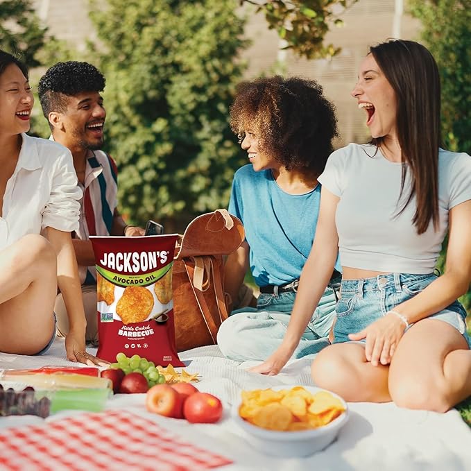 Jackson’s Classic Kettle Potato Chips (Variety Pack, 7 oz, Pack of 6) - Made with Premium Avocado Oil, Sea Salt, Salt & Vinegar and BBQ Flavors - Allergen-friendly, Gluten Free, Vegan
