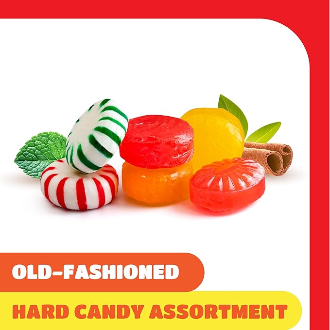 Old Fashioned Hard Candy Assortment - 3 Pound Bulk Pack (225 Count) - Strawberry Bon Bons, Cinnamon, Butterscotch, Fruit Flavors - Nostalgic Hard Candy