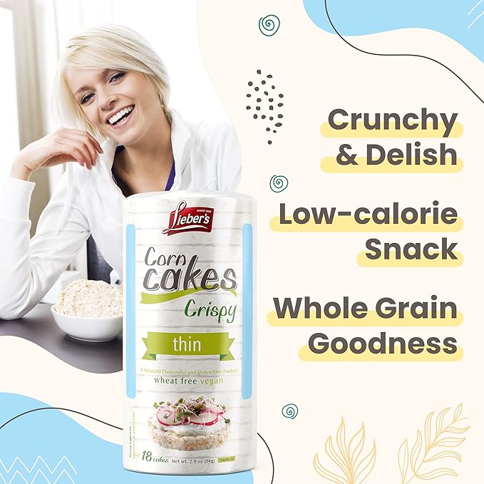 LIEBERS Rice Cakes, Kosher Certified Snack, Dairy Free, Wheat Free, Gluten Free, And Vegan options (Pack of 3)