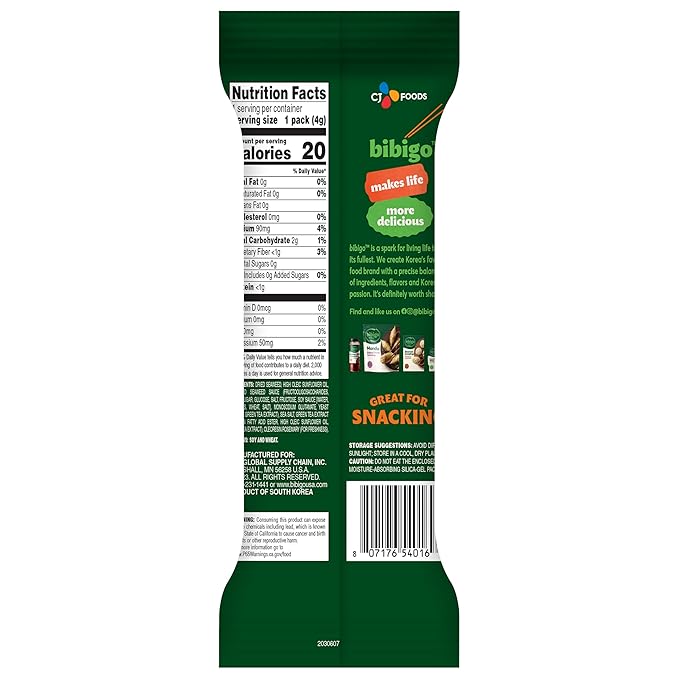 Bibigo Seaweed Crisps, Sea Salt, 0.14 Ounce (Pack of 1)