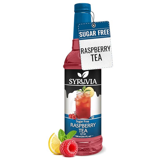 Syruvia Sugar Free Raspberry Tea Flavored Syrup for Drinks, Cocktails, Lemonades, Iced Teas and Desserts – 25.4 fl oz