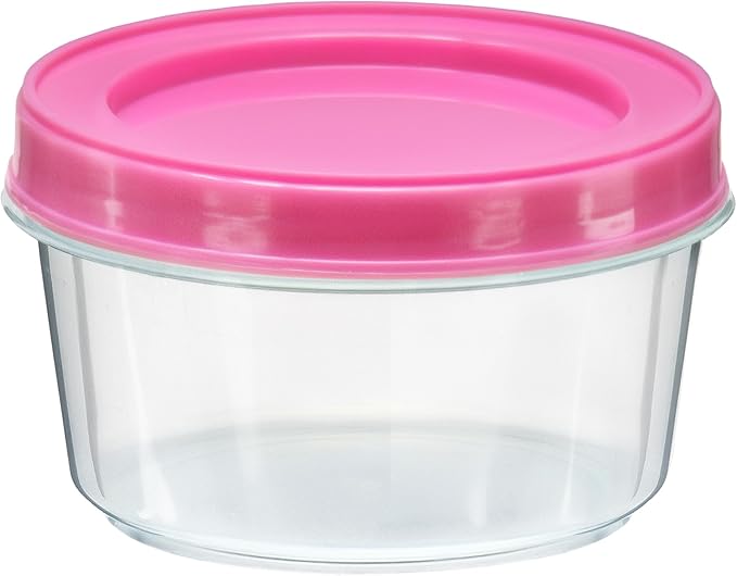DecorRack 4 Pack - 7 oz Plastic Food Storage Containers with Screw Lids, BPA-Free, Reusable Stackable Jars for Portion Control, Snacks, Travel, Kitchen, Freezer, Art and Craft (Assorted Color)