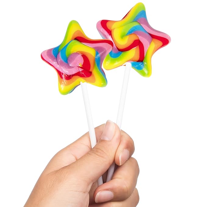 Rainbow Star Lollipops Swirl 18 PCS- Star Shaped Lollipop - Bulk Lolipop Candy Suckers Treats - Swirly Candies for Birthdays Party Favors and Goodie Bags - Easter Basket Fillers for Kids