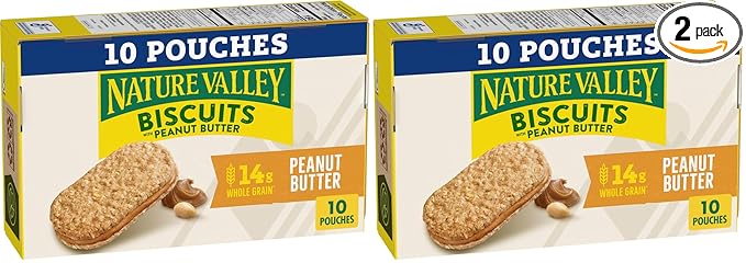 Nature Valley Biscuit Sandwiches, Peanut Butter, 10 ct, 13.5 OZ (Pack of 2)