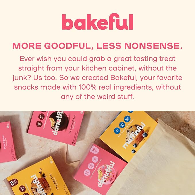 Donutful Maple Mini Donuts – Baked Not Fried, Less Sugar, Nothing Artificial, Non-GMO, Individually Wrapped Snack Packs (30 Donuts/Box)