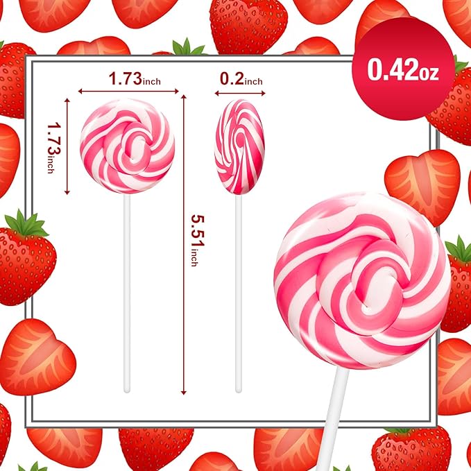 32 Pack Pink Twisty & Swirl Lollipops, Baby Shower Candy Swirl Lollipops Individually Wrapped Suckers, Girl Birthday, Valentine’s Lollipop Candy Bulk Strawberry Flavor, Gender Reveal
