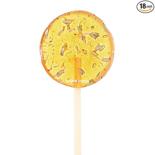 Sparko Sweets Natural Honey Lavender Tea Lollipops, 18 Pieces, No Artificial Ingredients, No Corn Syrup, 0.75 Pound - Perfect for Tea, Sore Throats, and Wholesome Snacking
