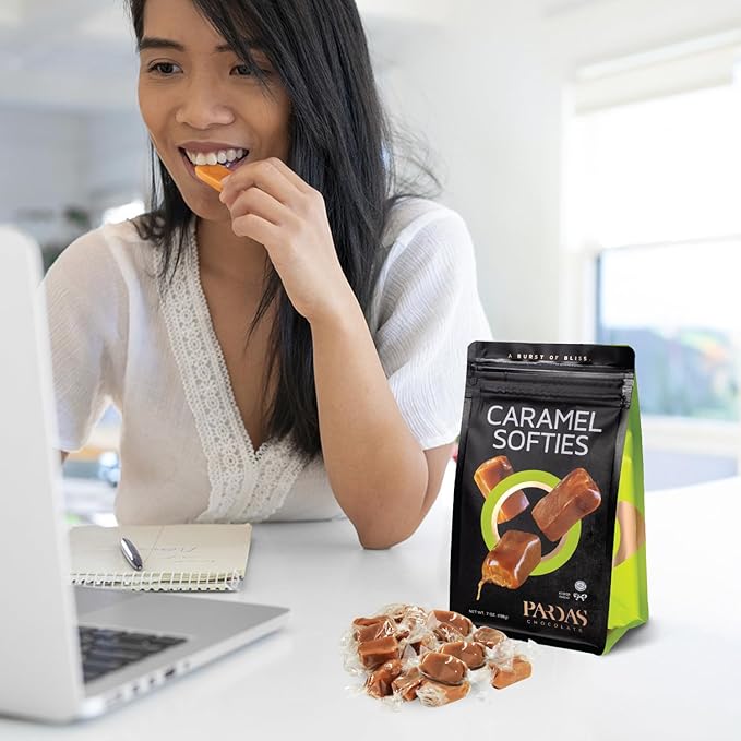 PARDAS Caramel Cream Candy, 7oz Bag, 2 Pack of Caramels Individually Wrapped, Ideal Kosher Candy for Desserts, Parties, Lunchboxes and Holiday Celebrations, Perfect for Snacking and Sharing