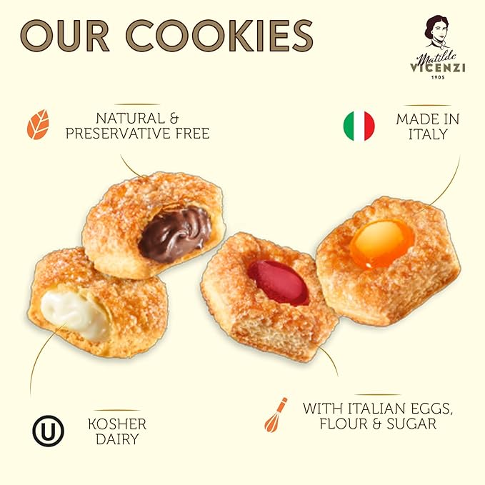 Matilde Vicenzi Millefoglie D'Italia Cookie Tin - Imported Assortment of Italian Butter Cookies & Crispy Tea/Coffee Pastries, Kosher Dairy - Gift Box for Thanksgiving, Holiday Gifting - 13.76oz (390g)