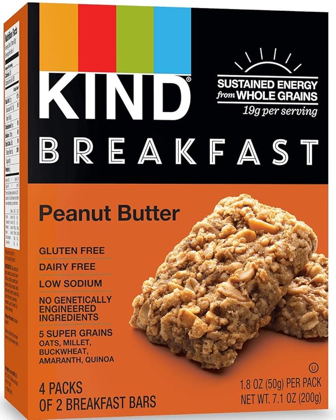 Kind Breakfast Bars New Variety 5 Pack. 1 Box of each: Dark Chocolate, Honey Oat, Peanut Butter, Almond Butter. Total of 40 Bars