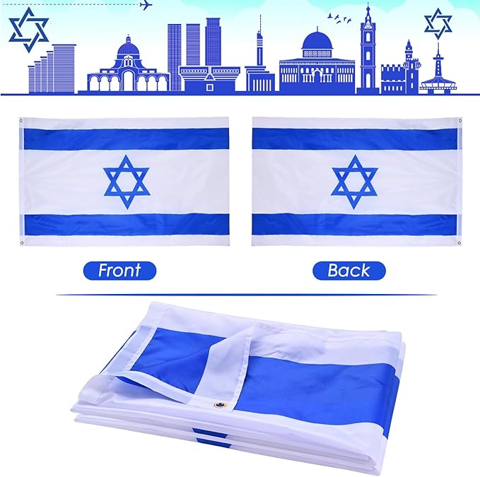 AhfuLife Israel Flags 3 x 5 Ft, Large Israel Flags for Outside - Double Side with Brass Eyelets for Israeli Party Decorations Indoor Outdoor