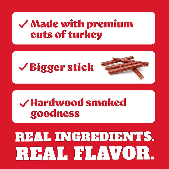 Old Wisconsin Yumbo Summer Sausage Snack Sticks, Ready to Eat, High Protein, Low Carb, Keto, Gluten Free, 20 Individually Wrapped 2oz Sticks, Turkey Flavor