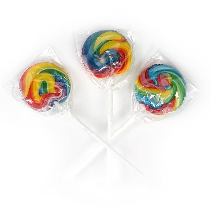 Rainbow Lollipops, 24 Pack, Swirl Lollipops, Individually Wrapped Lollipops, Carnival Lollipops Fruit Flavors, The Hampton Popcorn & Candy Company