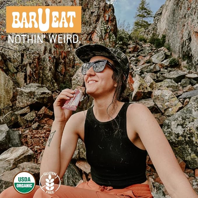 BAR-U-EAT Gluten-Free, Organic, Soft & Chewy Granola Bar. Whole Food Ingredients | Compostable Packaging | No Articial Sugar (Original 12 Pack)