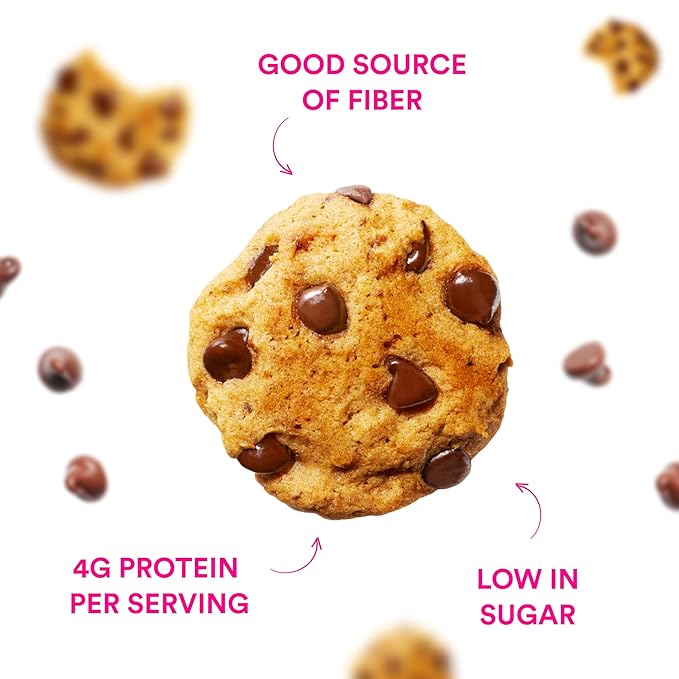 Joydays Chocolate Chip Cookies, 63% Less Sugar and High Fiber Snack, Plus Protein – Made for Balanced Nutrition, Healthy Snacks for Adults and Kids Pack of 3, Pack of 3 (3.88 oz Each)