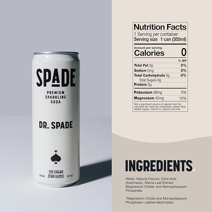 Spade Soda Nostalgic Variety 12 Pack, Premium All-Natural, No Sugar, No Calories, Electrolytes, Magnesium, Potassium, Healthy Non GMO, Sweet Quality Stevia, No Artificial Sweeteners, Great Taste, Bold Taste