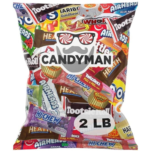 CANDYMAN (2 LBS) Chocolate & Candy Bundle with Mixed Individually Wrapped Treats, Fun and Mini Sized Chocolate and Candy for Easter Egg Fillers and Parties, Valentine's Day