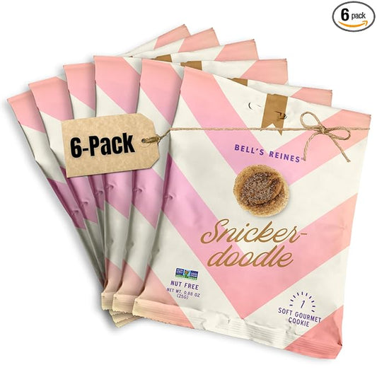 Bell's Reines Snickerdoodle Cookies, Soft Gourmet Small Batch, Healthy Snacks, Bakery Fresh Single Snack Packs, 6-Pack