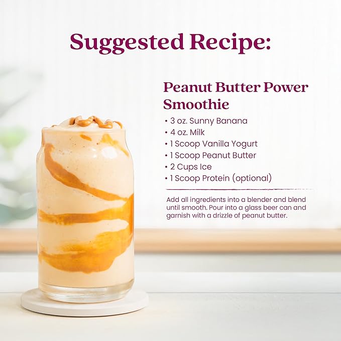 Smartfruit Sunny Banana + Oat Fiber – 100% Real Fruit Purée with Banana, Apple & Pineapple – Great for Smoothies, Juice, Yogurt, Cocktails, Teas & More – High in Vitamin A – 48oz