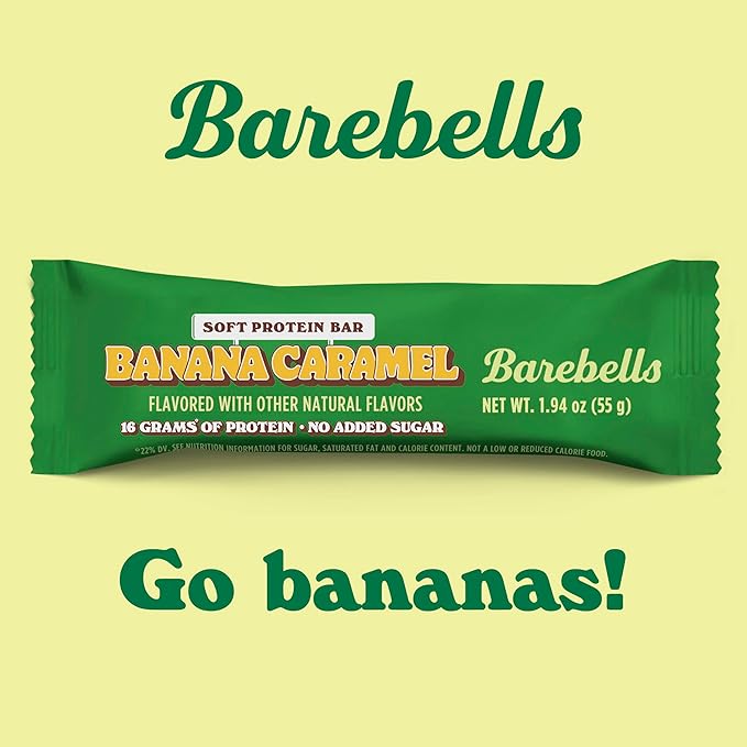 Barebells Protein Bars - 12 Count, 1.9oz Bars -Snacks with High Protein - Chocolate Protein Bars - Perfect on The Go Protein Snack & Breakfast Bars (Soft Bars - Banana Caramel, 12 Count (Pack of 1))