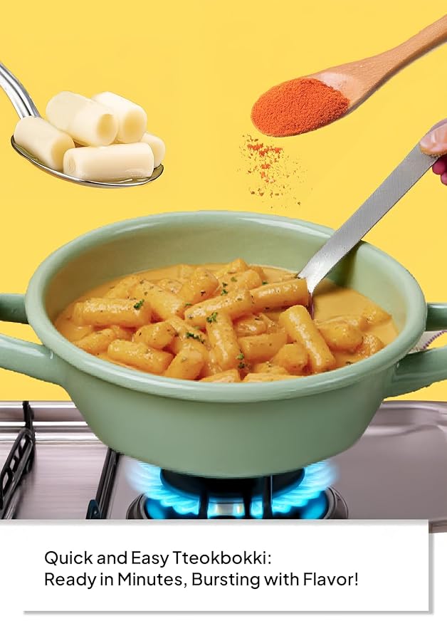 Korean Food Cooktok Tteokbokki sauce and rice cake Spicy Carbonara, Stovetop Cooking (3packs, 1 Serving per Pack) | All in one, Rice Cakes and Seasoning Powders | Easy and Quick, Ready to Cook 추억의 국민학교 떡볶이