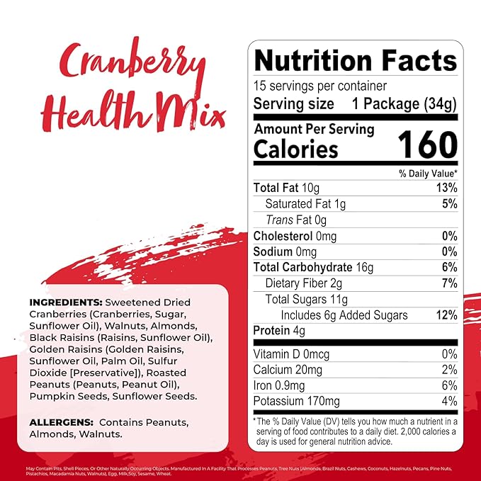 Natures Garden Cranberry Health Mix, Single Serve Bags - 18 Ounce (1.2 Ounce x 15 count)