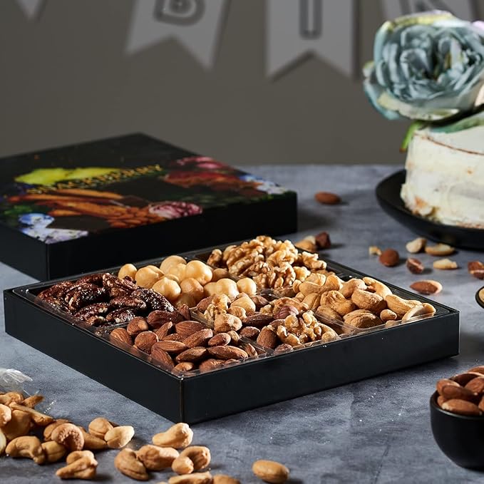Nuts Gift Basket, 6-Pack Gourmet Snack Box,in Elegant Box, For Christmas, New Years, Birthday Party, Care Package, Sympathy, Healthy, Gift for Men and Women. Kosher, Snackberry