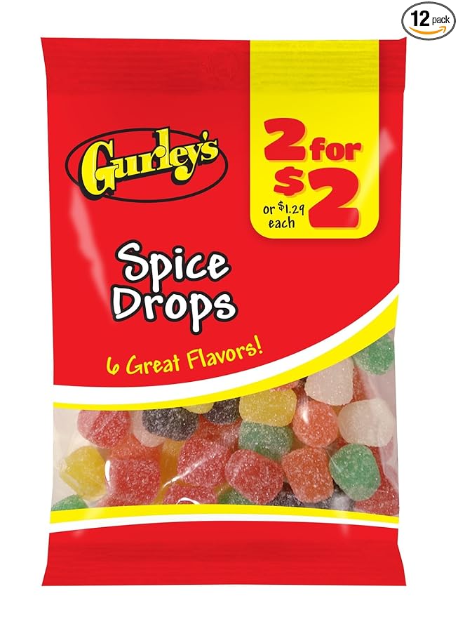 Gurley's Spice Drops, Gummy Candy with a Kick of Cinnamon & Clove (Pack of 12)