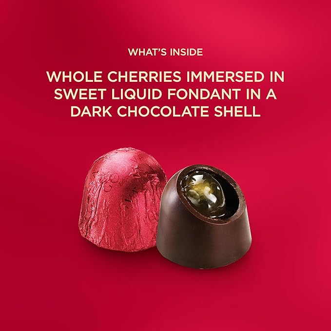 Godiva Dark Chocolate Covered Cherries Cordial Gift Box - Candy Assortment with Elegant Red Ribbon, Perfect for Valentine's Day Gift Baskets, 24 Pc