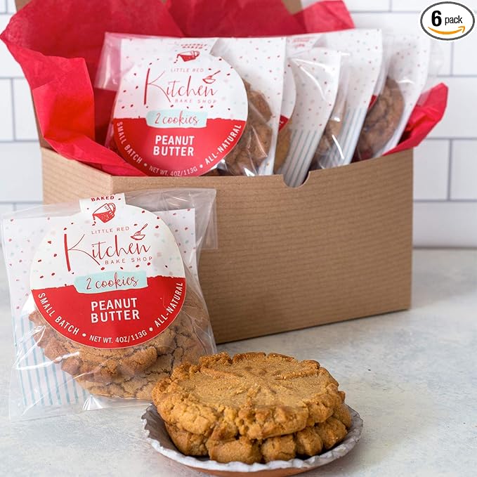 Fresh Baked Peanut Butter Cookies - 1 Dozen - Gourmet Gift Box – Gifts For Men & Women – Soft Cookies - Little Red Kitchen Bake Shop
