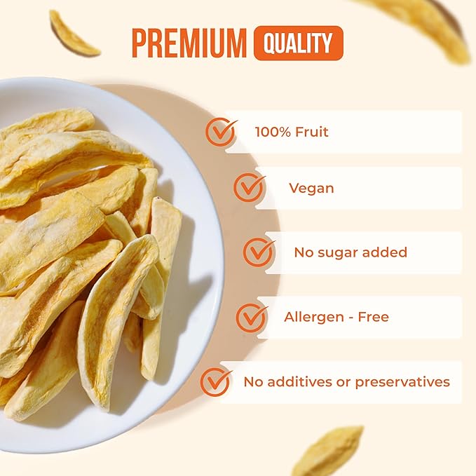 KOTHECHE Freeze Dried Mango (Pack of 4). No Sugar Added, Healthy Snack - Sweet but Low Calorie Fruit Chips - Gluten Free, Vegan Snack - Dehydrated Crispy Mango in Resealable Bag, Low Carb & Natural Superfood for Kids and Adults