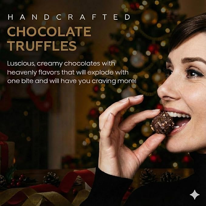 CRAVINGS BY ZOE Valentines Day and Birthday Chocolate Truffles Gift Box | 16 Count | Chocolate Candy Gifts | Gourmet Assorted Chocolate Food Gift Basket | Birthday Gifts for Women Men Mom Dad Adults Couples Families