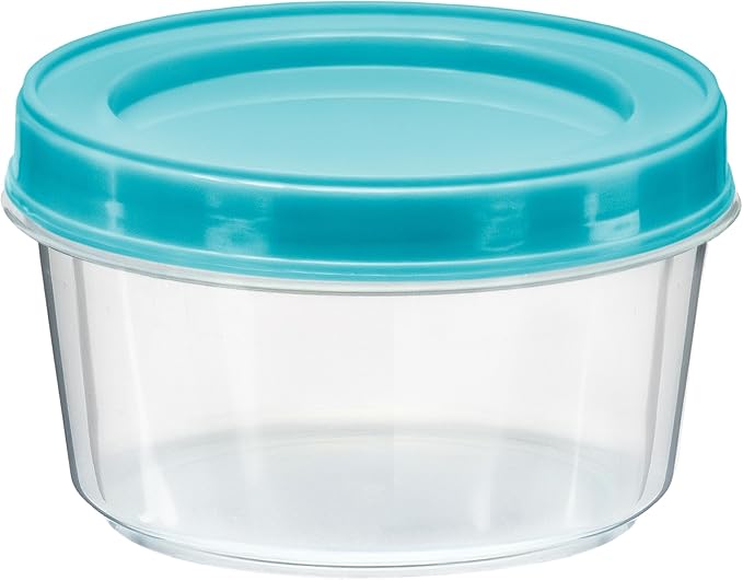 DecorRack 4 Pack - 7 oz Plastic Food Storage Containers with Screw Lids, BPA-Free, Reusable Stackable Jars for Portion Control, Snacks, Travel, Kitchen, Freezer, Art and Craft (Assorted Color)