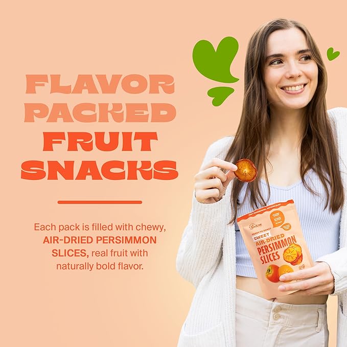 Whitney Jordan Naturals Air-Dried Persimmon Slices 16 Oz, Pack of 2 - Dried Fruit Snack Made from Real Persimmons - No Sugar Added, Gluten-Free, Vegan, Chewy Real Fruit for Clean Snacking