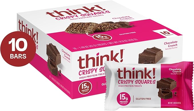 Think! High Protein Crispy Squares Chocolate Crunch Treat (10 Pack)