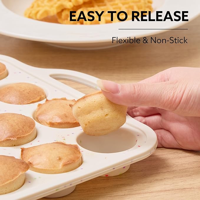 Biubumtu 2 Pack Silicone Muffin Pan, 24-Cup Silicone Cupcake Pan With Reinforced Stainless Steel Frame Inside, Nonstick Baking Cupcake Molds for Baking, Confetti