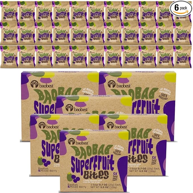 Baobest Superfruit Bites - Baobab Chews Mixed Berry Fruit Snack Pack - Vegan, Gluten Free, Preservative Free, Palm Oil Free, High Vitamin C Superfood Snack from The Tree of Life - 30 Servings